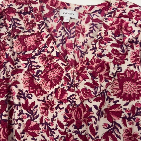 Evereve Ari Ruffle Collar Floral Print Blouse  SZ Small NEVER WORN - Picture 8 of 16